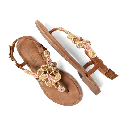 Maritza Damen Leder-Sandalen Tan