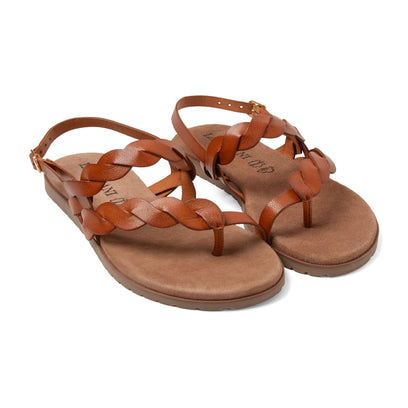 Nilda Damen Leder-Sandalen Tan