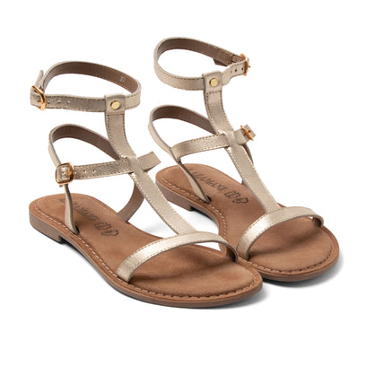 Pia Damen Leder-Sandalen Gold