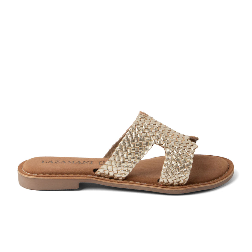 Flor Damen Leder-Pantoletten Gold