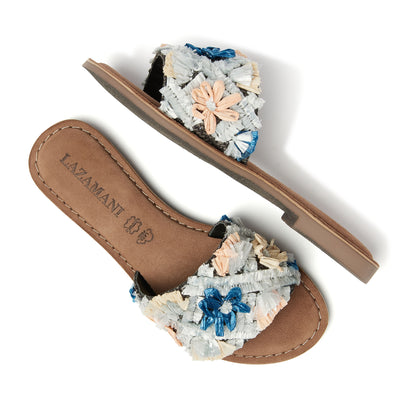 Jolie Damen Raffia-Pantoletten Black