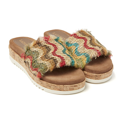 Violet Damen Raffia-Pantoletten Taupe