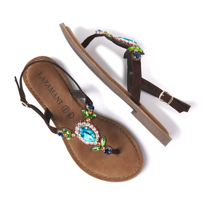 Naomi Damen Wildleder Sandalen Brown Multi