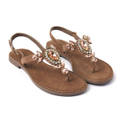 Naomi Damen Wildleder Sandalen Taupe