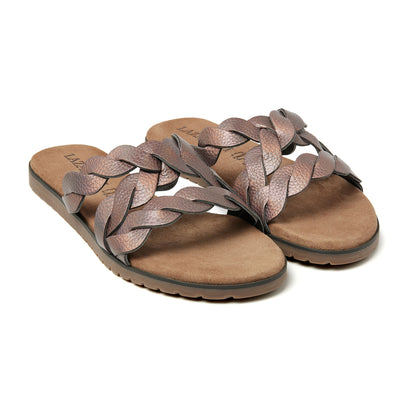 Eden Damen Leder Pantoletten Pewter