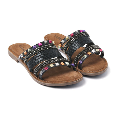 Damen Pantoletten 75.403 Black Combi