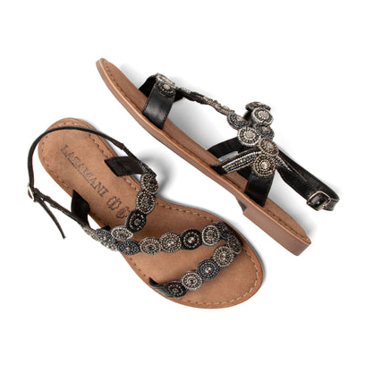 Helena Damen Leder-Sandalen Black