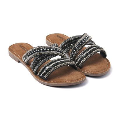 Marlin Damen Leder Pantoletten Black