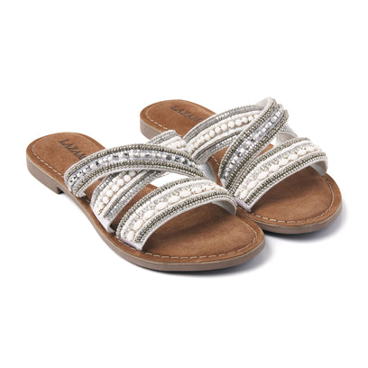 Marlin Damen Leder Pantoletten White