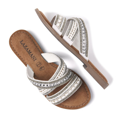 Marlin Damen Leder Pantoletten White