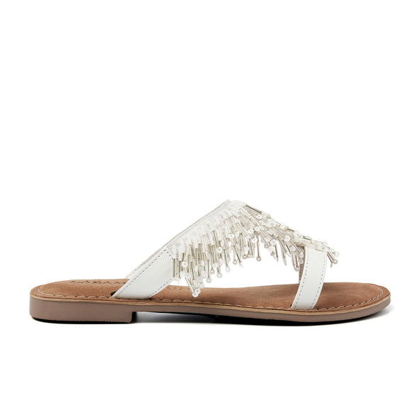 Freya Damen Leder-Pantoletten White Freya Damen Leder-Pantoletten White