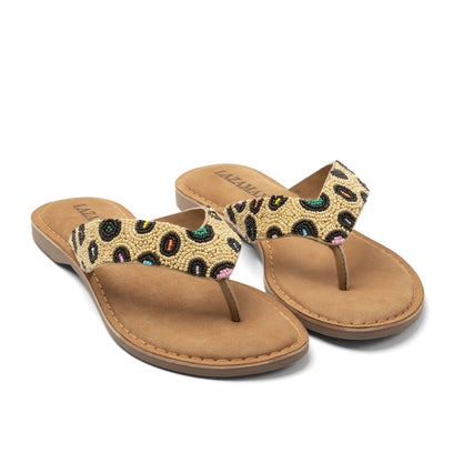 Ebba Damen Leder-Zehentrenner Beige