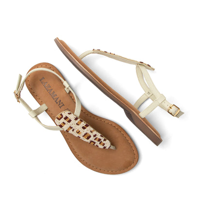 Suvi Damen Leder-Sandalen Offwhite