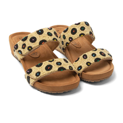 Ellie Damen Leder-Pantoletten Beige