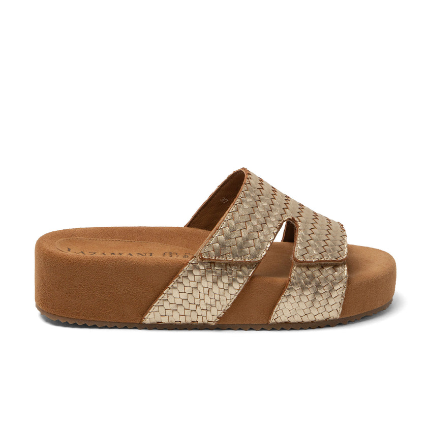 Mille Damen Leder-Pantoletten Gold