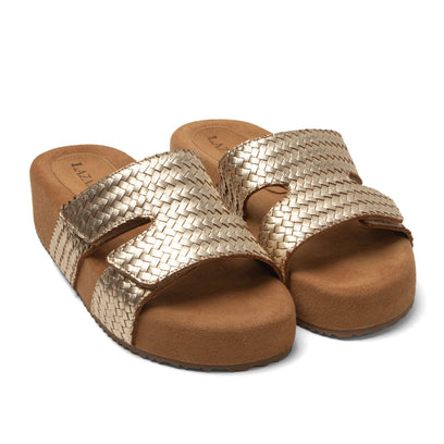 Mille Damen Leder-Pantoletten Gold