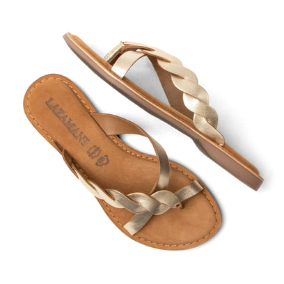 Avi Damen Leder-Zehentrenner Gold