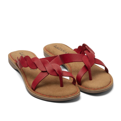 Avi Damen Leder-Zehentrenner Red