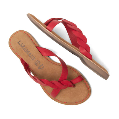 Avi Damen Leder-Zehentrenner Red