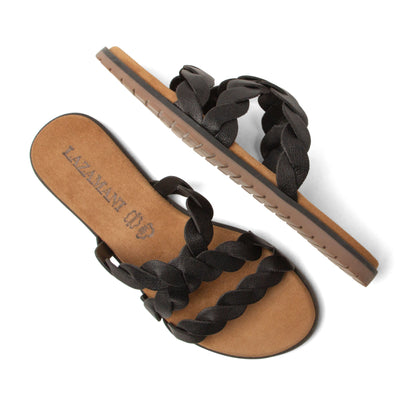Edsi Damen Leder-Pantoletten Black