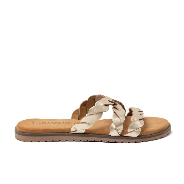 Edsi Damen Leder-Pantoletten Gold Edsi Damen Leder-Pantoletten Gold