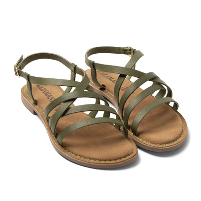 Zuza Damen Ledersandalen Green