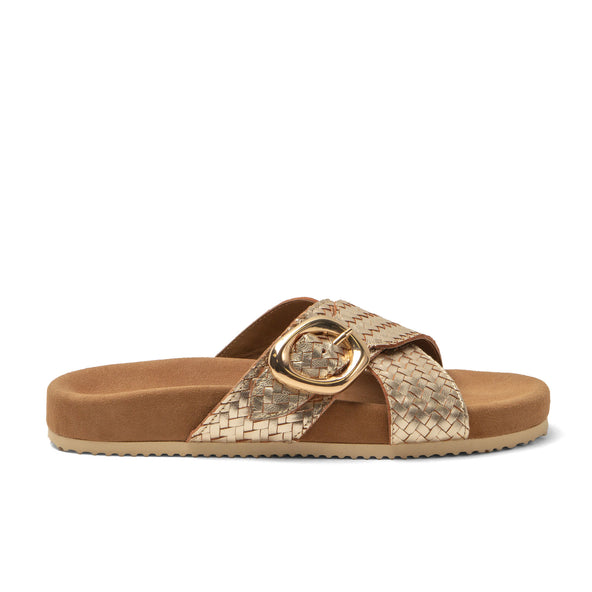 Kaja Damen Leder-Pantoletten Gold Kaja Damen Leder-Pantoletten Gold