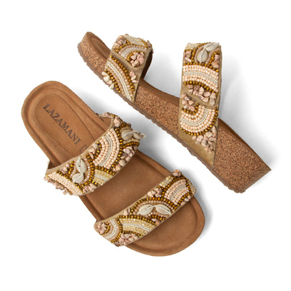 Dagmar Damen Leder-Pantoletten Beige