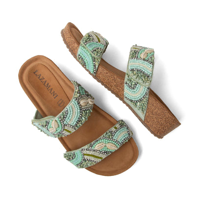 Dagmar Damen Leder-Pantoletten Mint