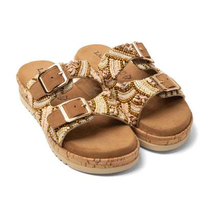 Ragna Damen Pantoletten Beige