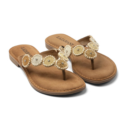 Loua Damen Wildleder-Zehentrenner Beige