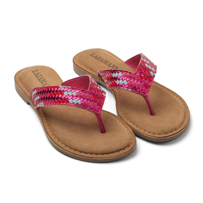 Tess Damen Leder-Zehentrenner Fuxia
