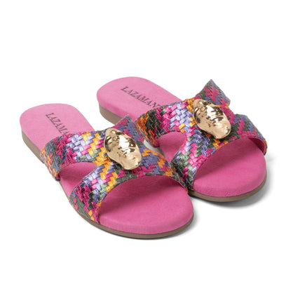 Hailey Damen Leder-Pantoletten Fuxia