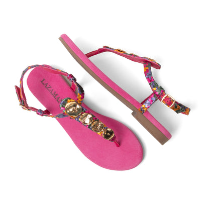 Lynn Damen Leder-Sandalen Fuxia