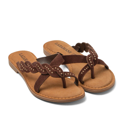 Lena Damen Wildleder-Zehentrenner Brown