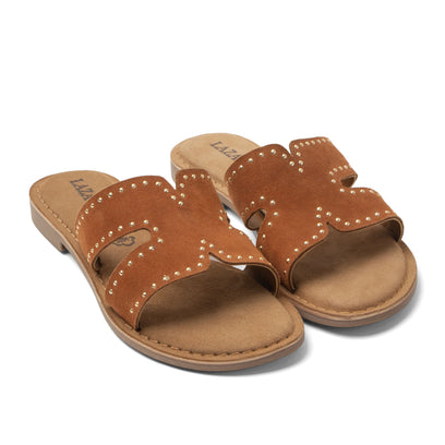 Lina Damen Wildleder-Pantoletten Tan