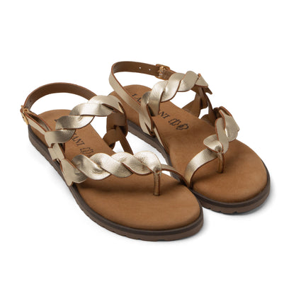 Jona Damen Leder-Sandalen Gold