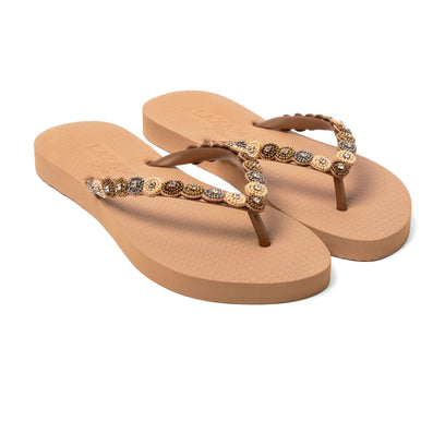 Mallorca Beach Damen Flip Flops Beige