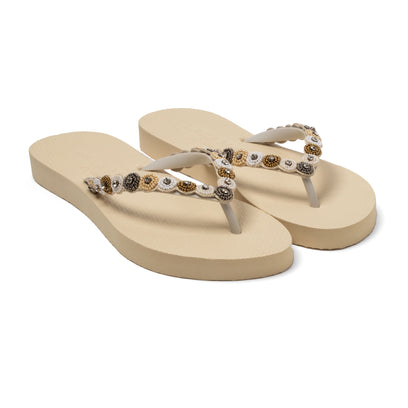 Mallorca Beach Damen Flip Flops Offwhite