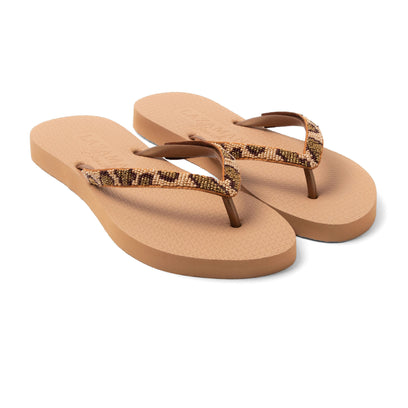 Lanzarote Beach Damen Flip Flops Leopard Brown