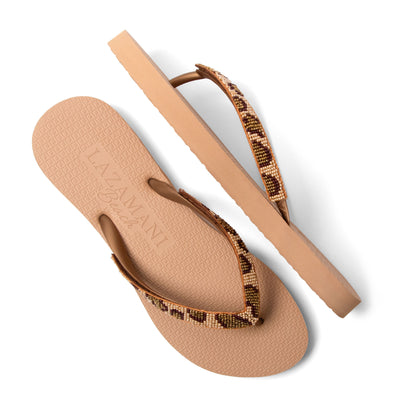 Lanzarote Beach Damen Flip Flops Leopard Brown