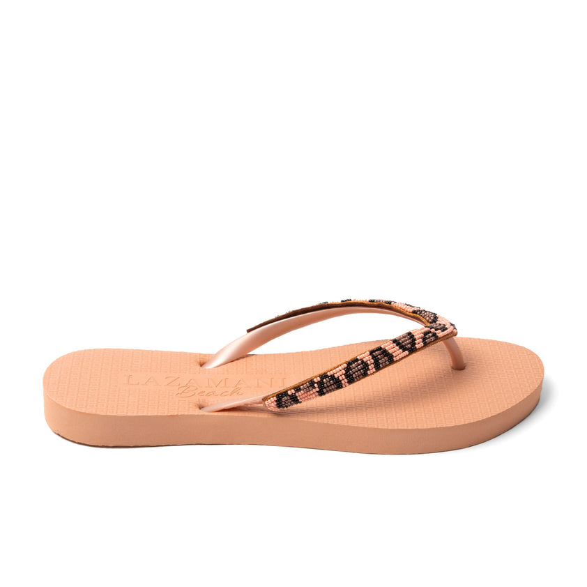 Lanzarote Beach Damen Flip Flops Leopard Peach