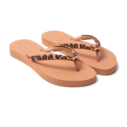 Lanzarote Beach Damen Flip Flops Leopard Peach