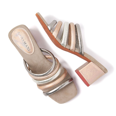 Damen Pantoletten 85.562 Biscuit Multi