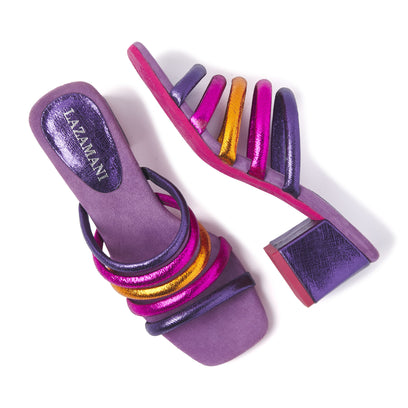 Damen Pantoletten 85.562 Purple Multi