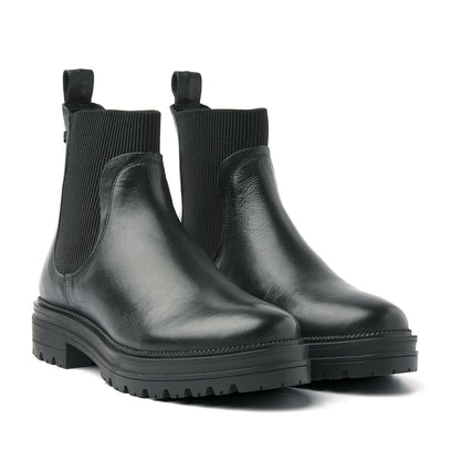 Beau Damen Leder Chelsea-Boots Black