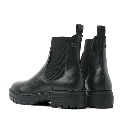 Beau Damen Leder Chelsea-Boots Black