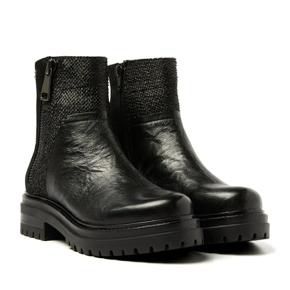 Gitte Damen Leder-Boots Black