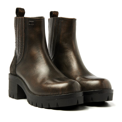 Fey Damen Leder Chelsea-Boots Bronze