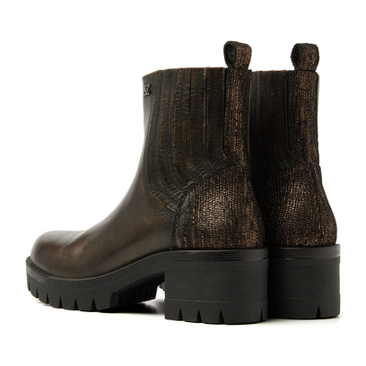 Fey Damen Leder Chelsea-Boots Bronze